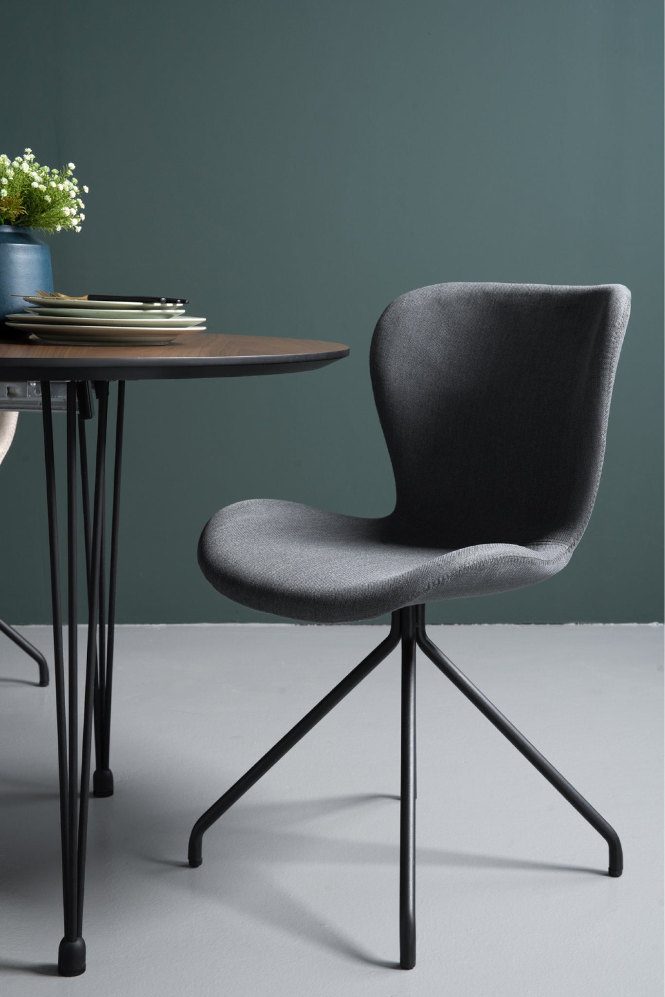 Lumo Grey Dining Chair with Black Leg