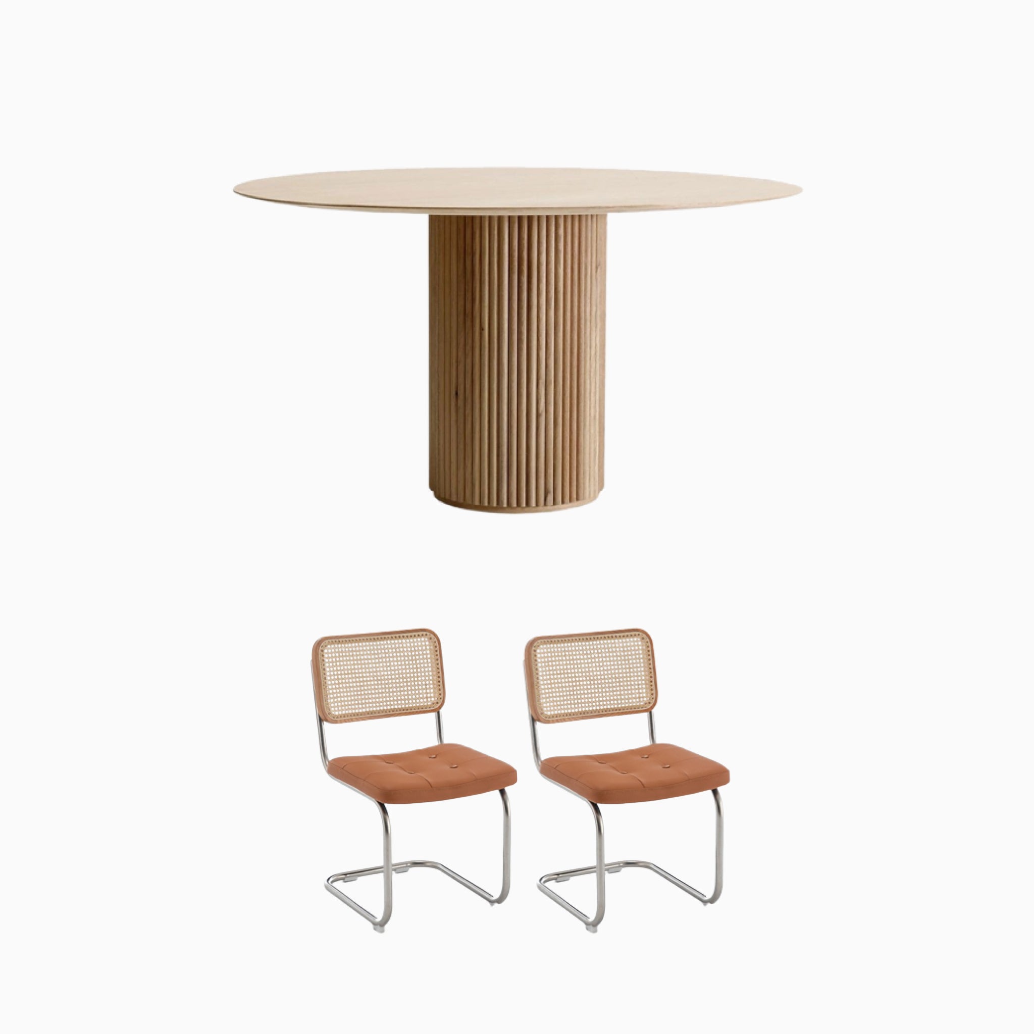 Pencil Dining Table with 2-4 Rattan Chairs