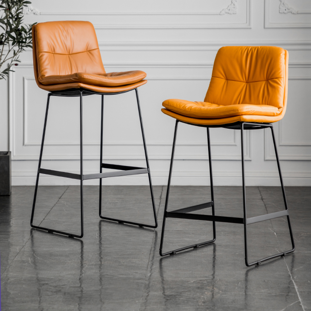 Abella Bar Stools, Brown, Faux Leather