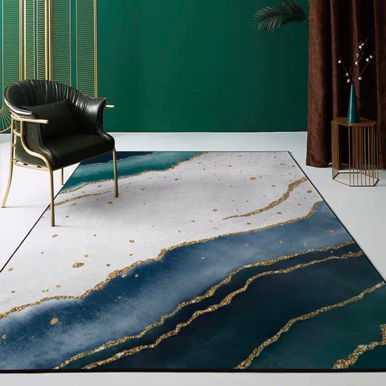 Modern Glitter Marble Carpet Rug
