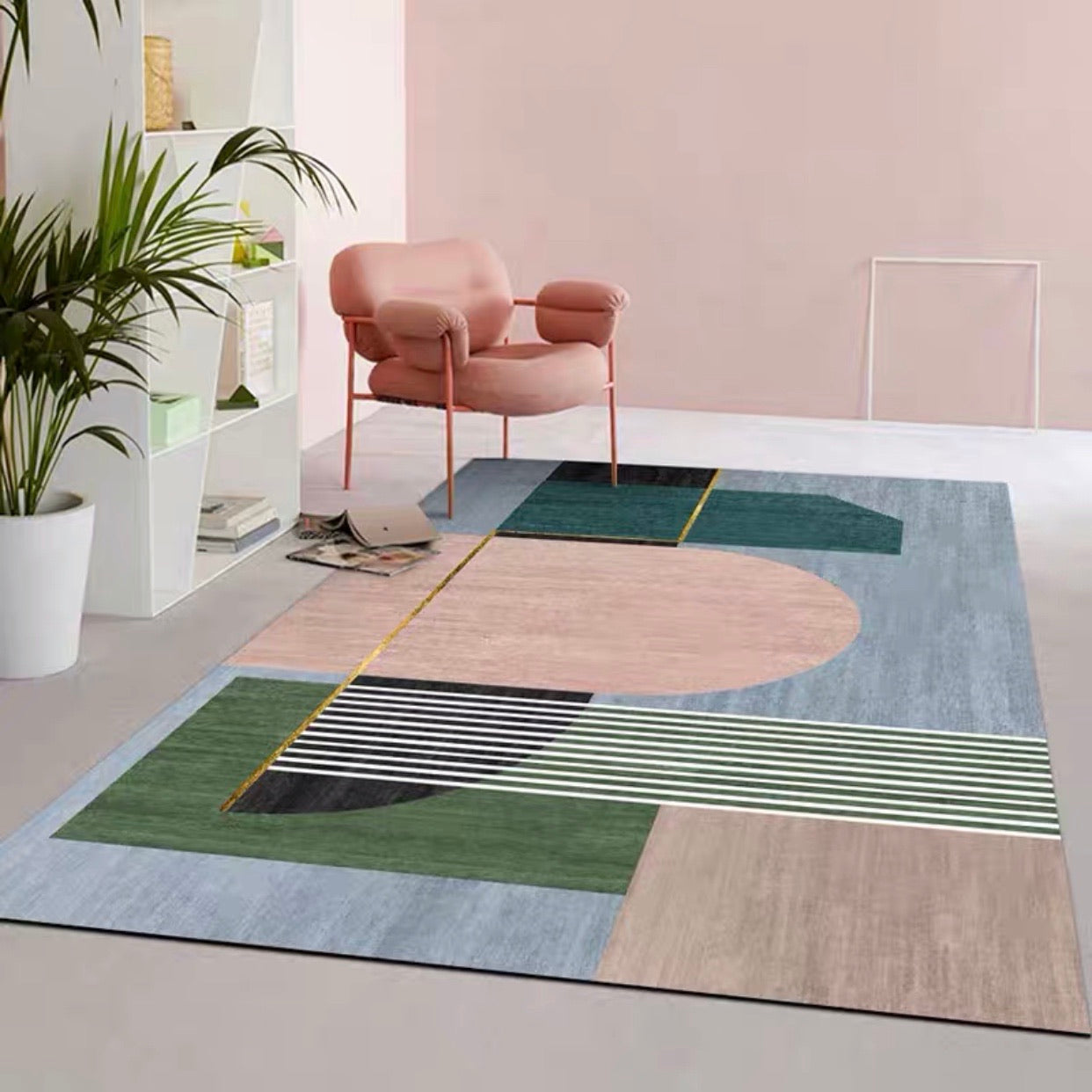Nordic Pink Tone Asymmetrical Carpet Rug