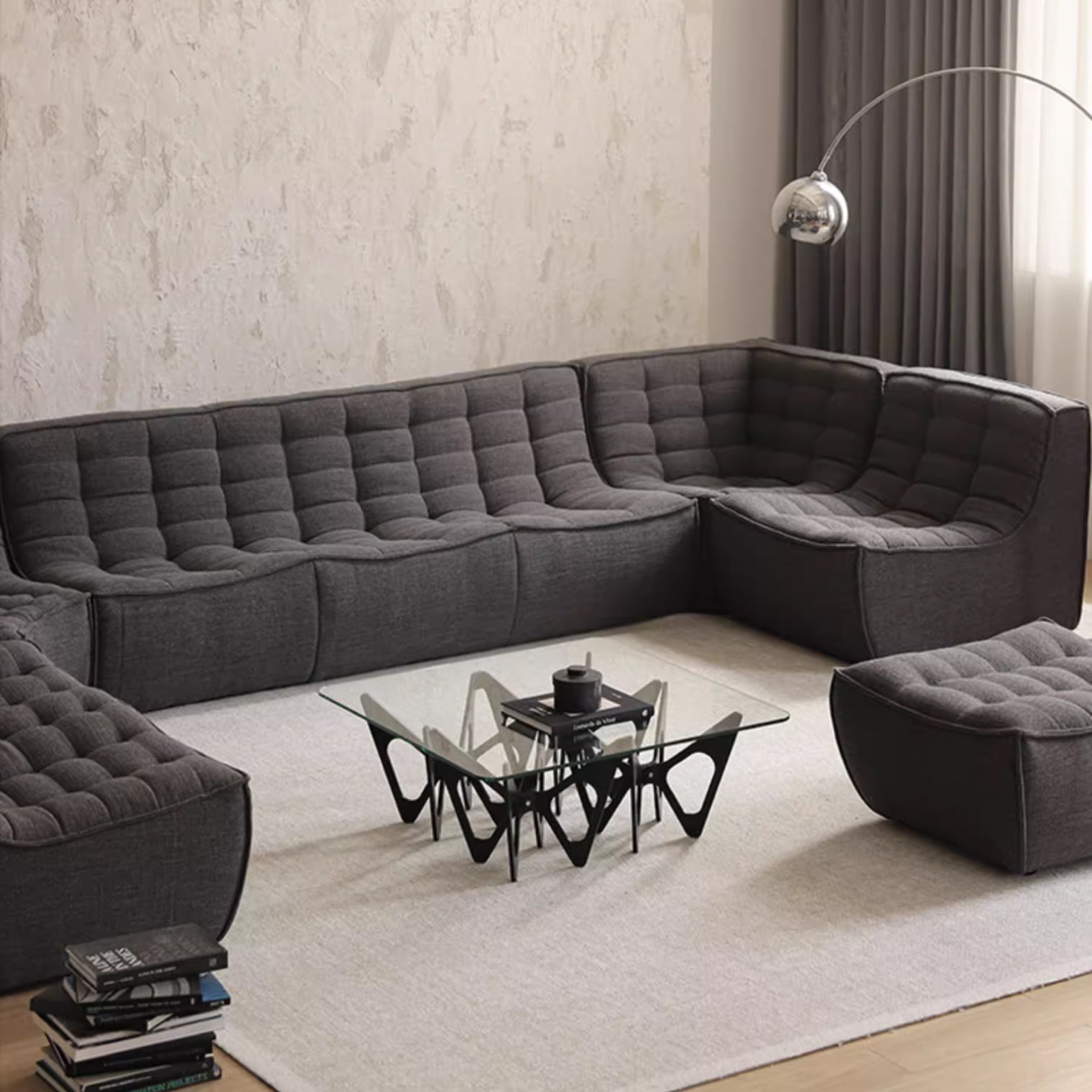 Amber Armless Large Corner Sofa, Grey