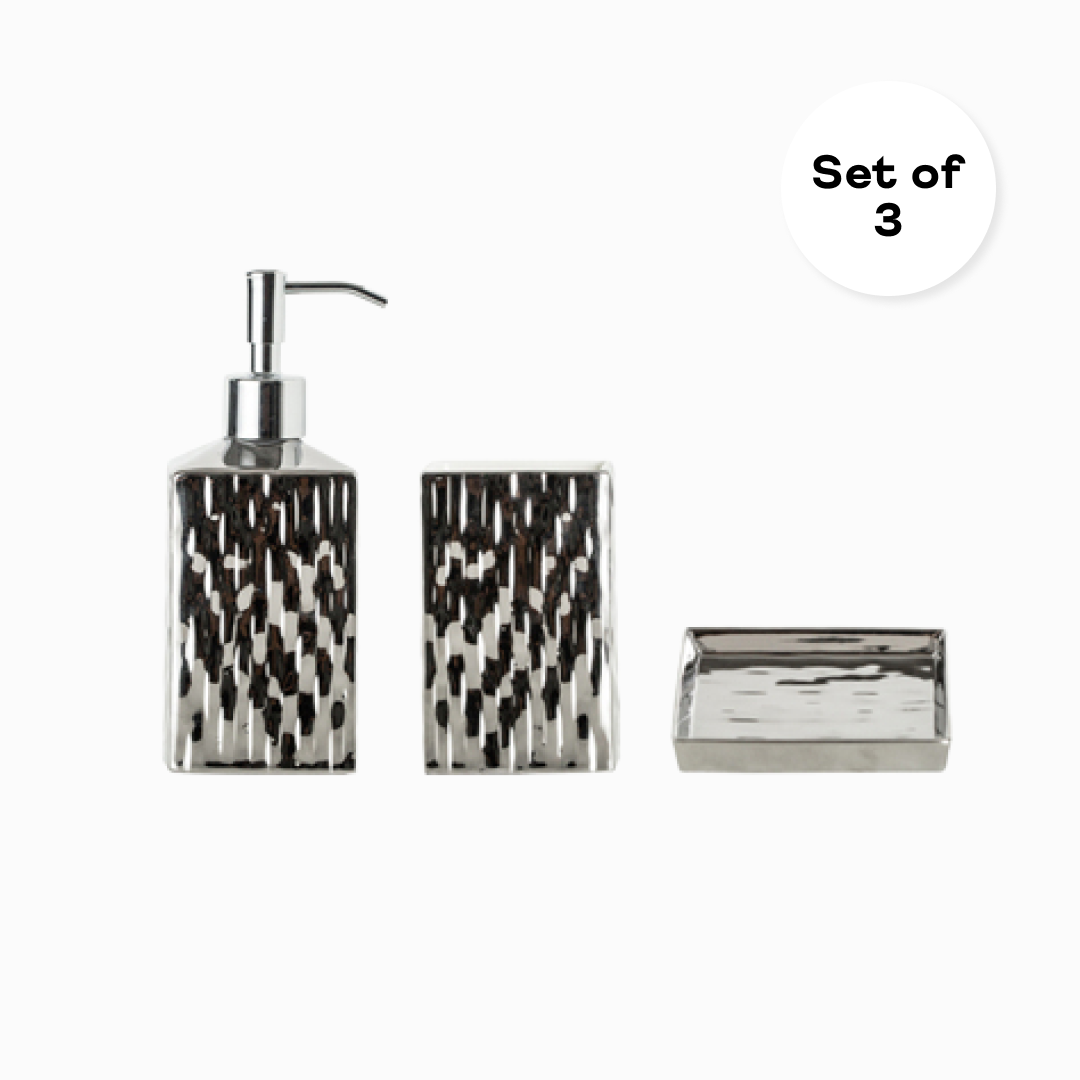 Luxe Gold & Silver Bathroom Utilities Set