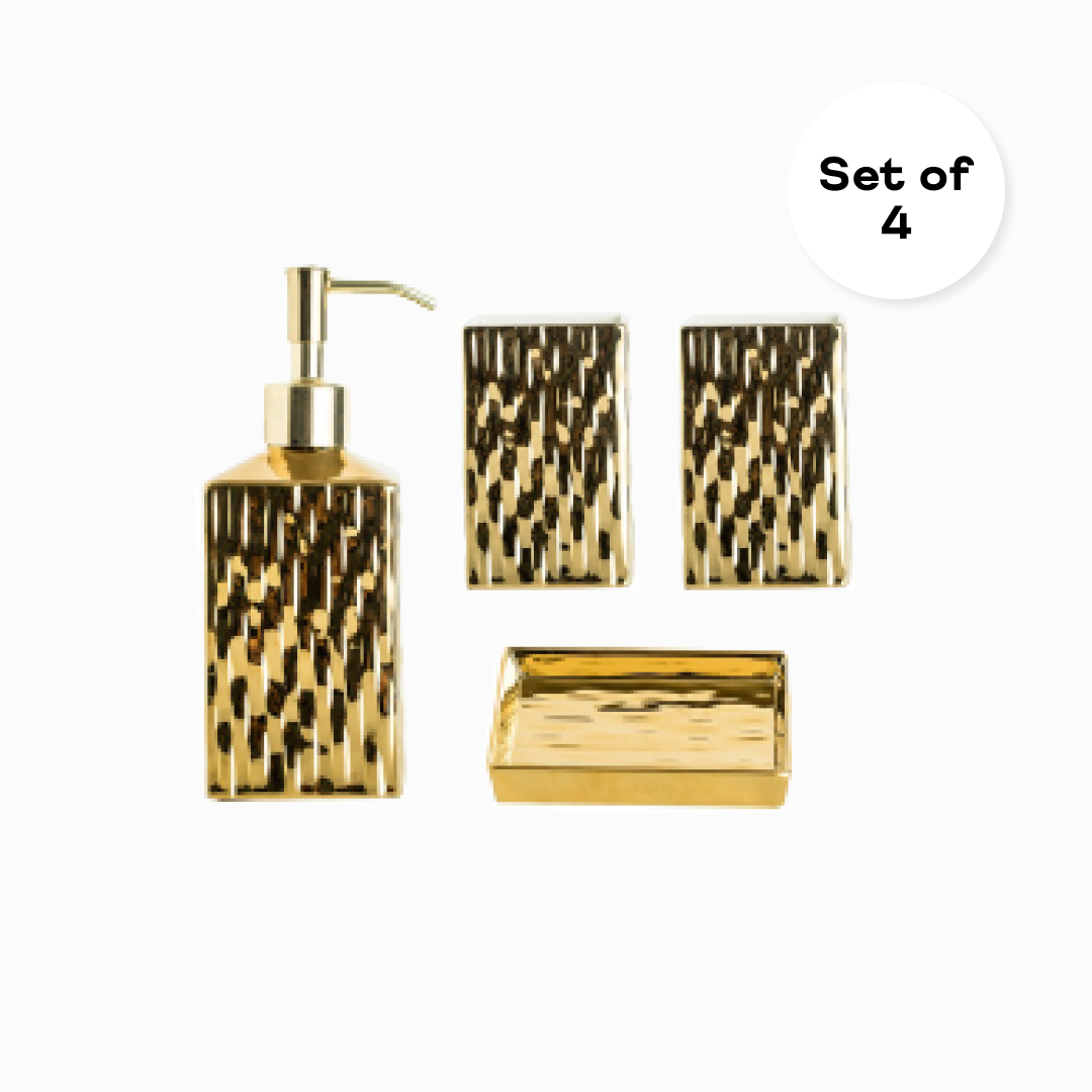Luxe Gold & Silver Bathroom Utilities Set