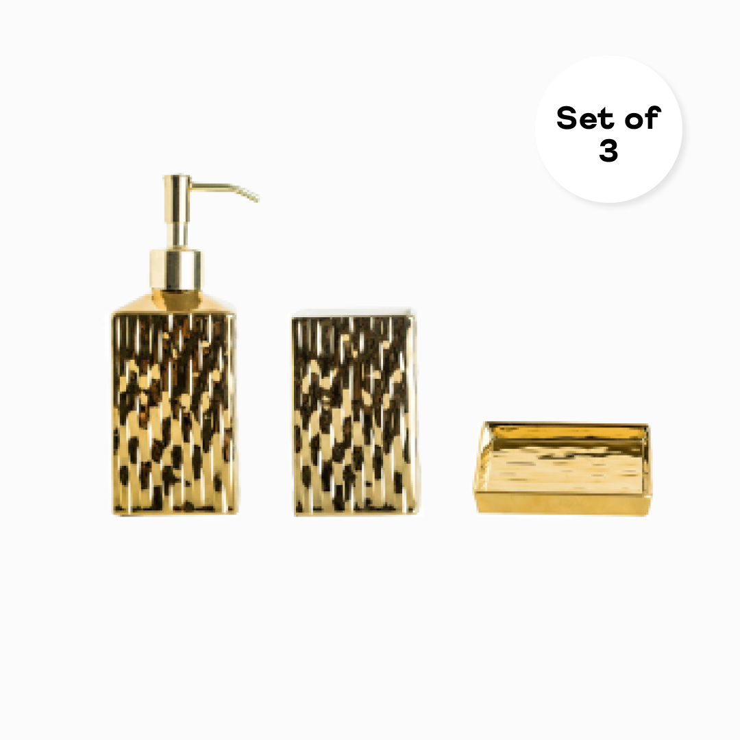Luxe Gold & Silver Bathroom Utilities Set