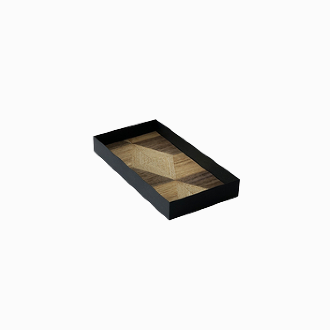 Black & Wood Decor Tray