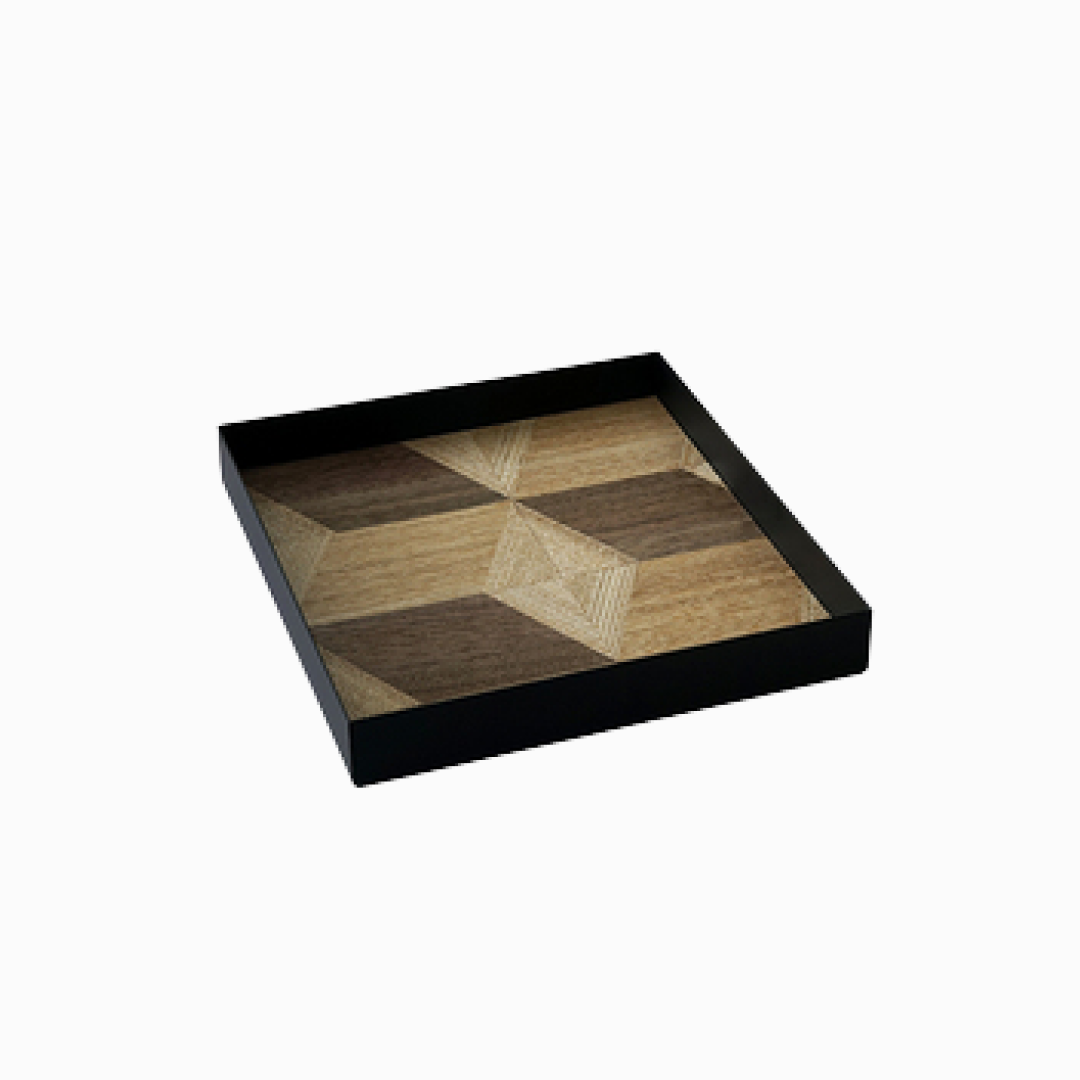 Black & Wood Decor Tray