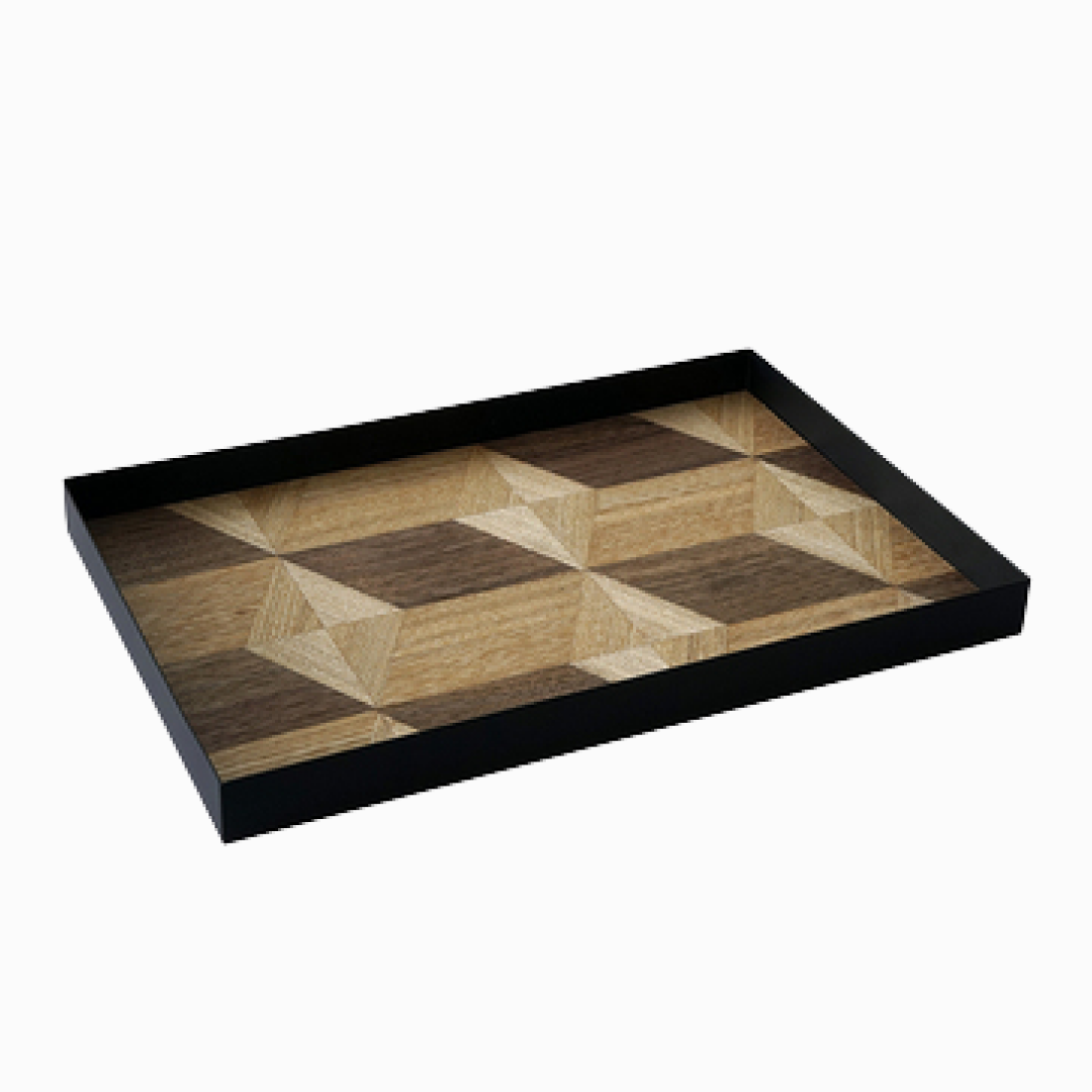 Black & Wood Decor Tray