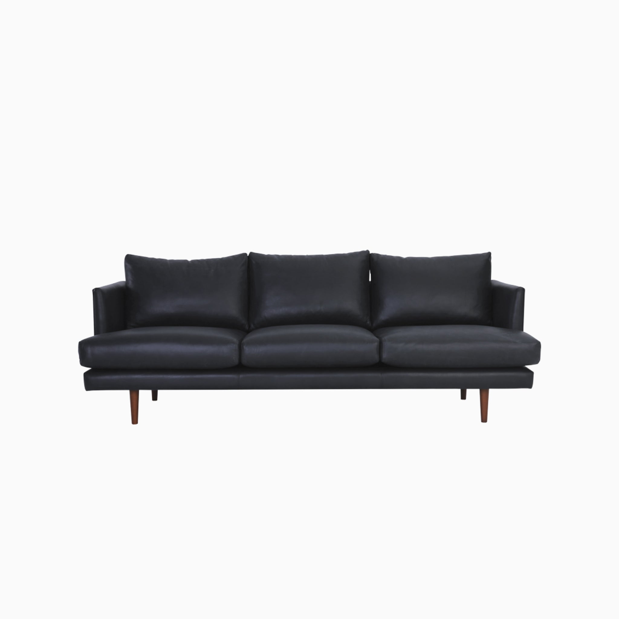 Nord Black Aniline Leather 3 Seater Sofa