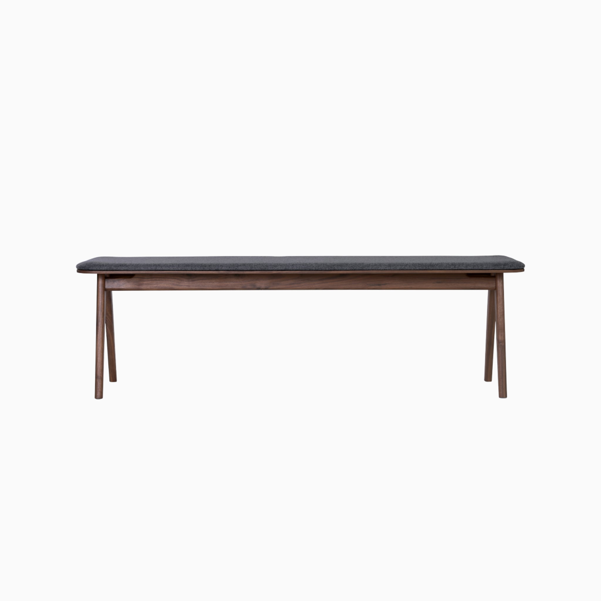 Nord Walnut Bench with Grey Highland Fabric
