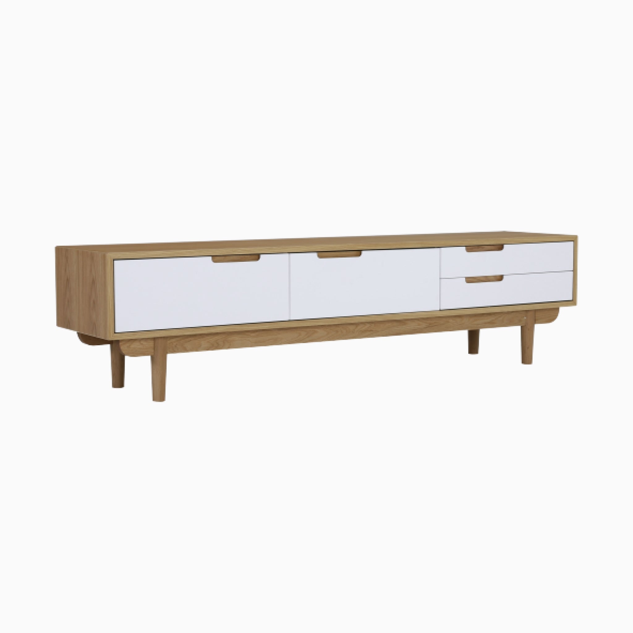 Lumo 1.8M White TV Console in Oak