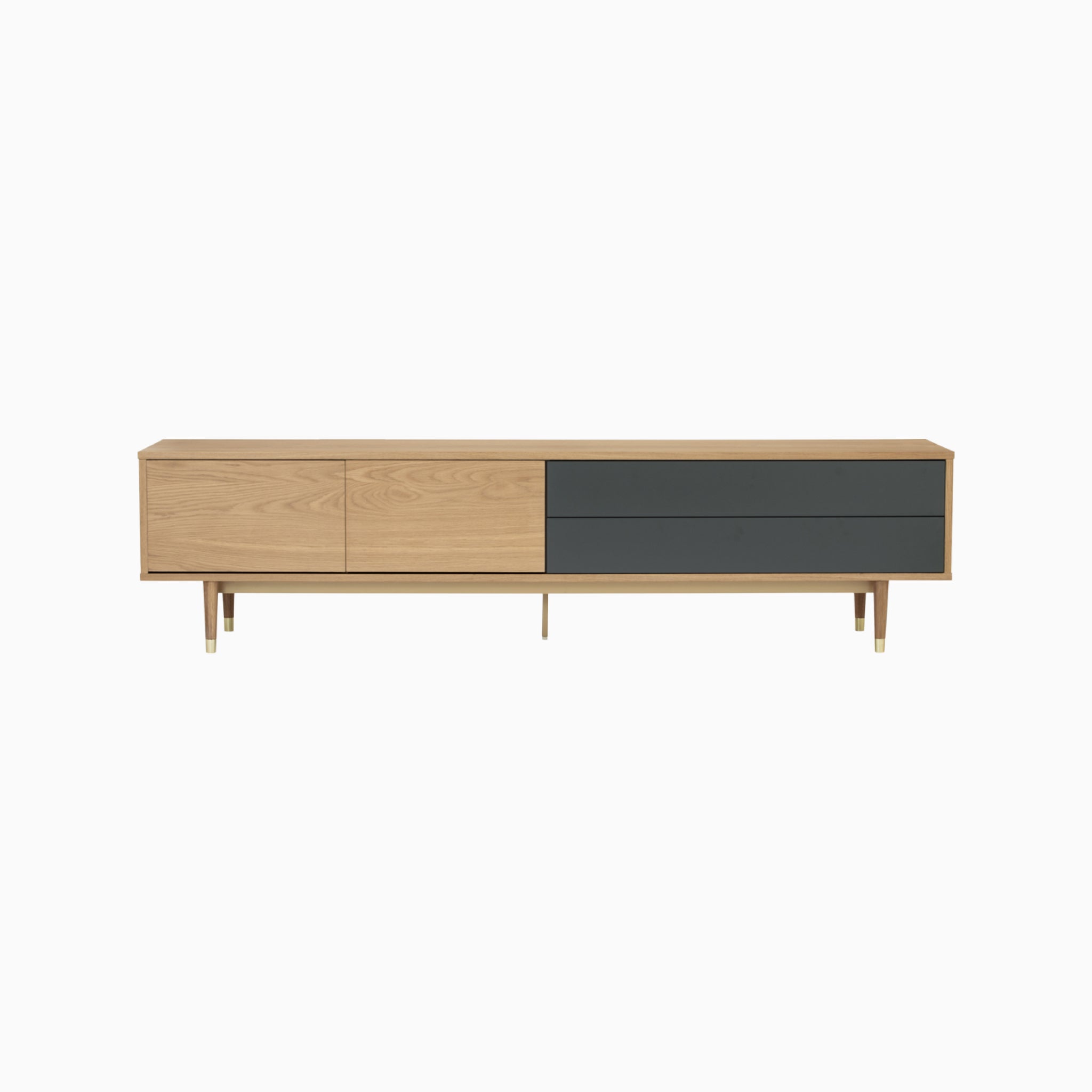 Lumo 2M Oak with Gunmetal Grey TV Console