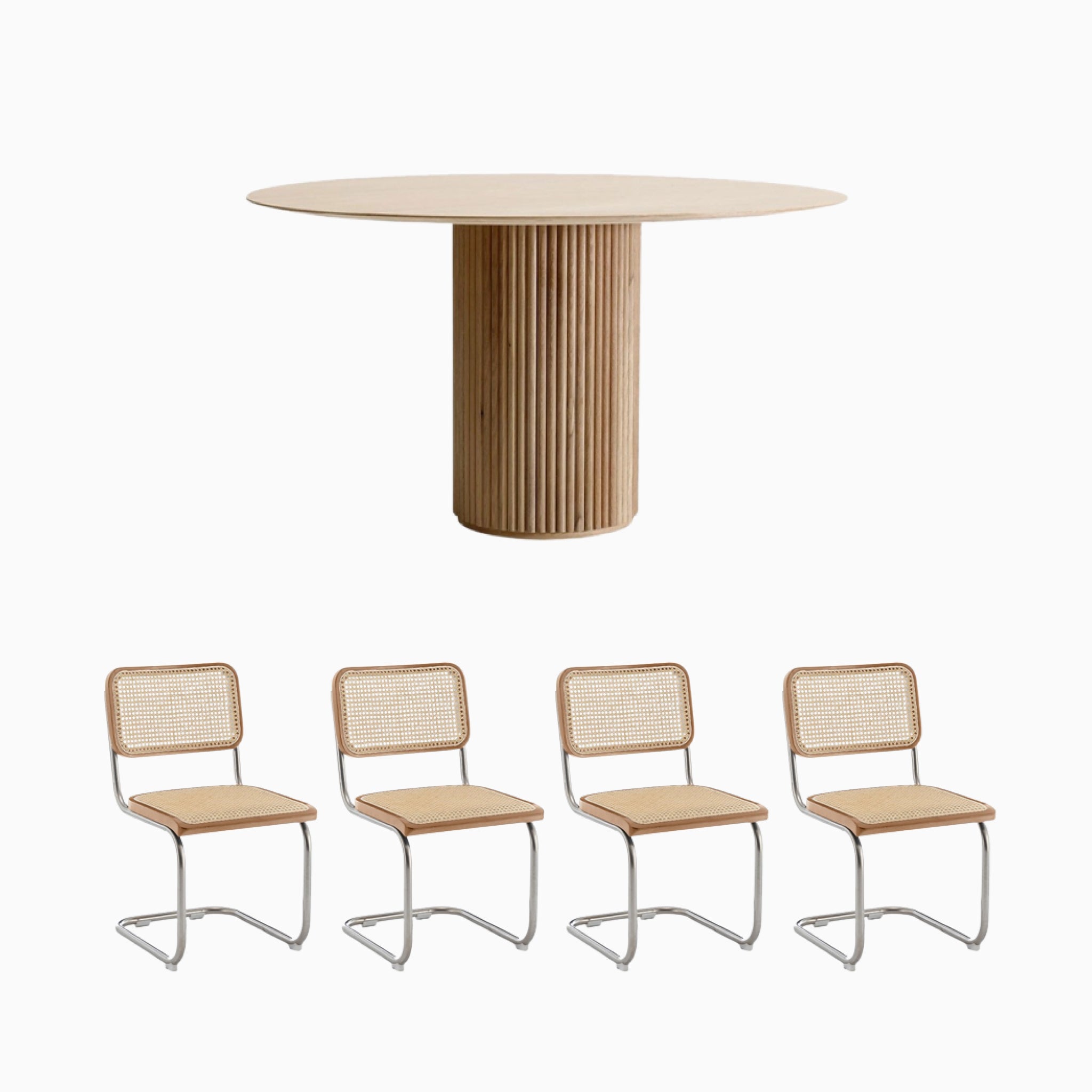 Pencil Dining Table with 2-4 Rattan Chairs