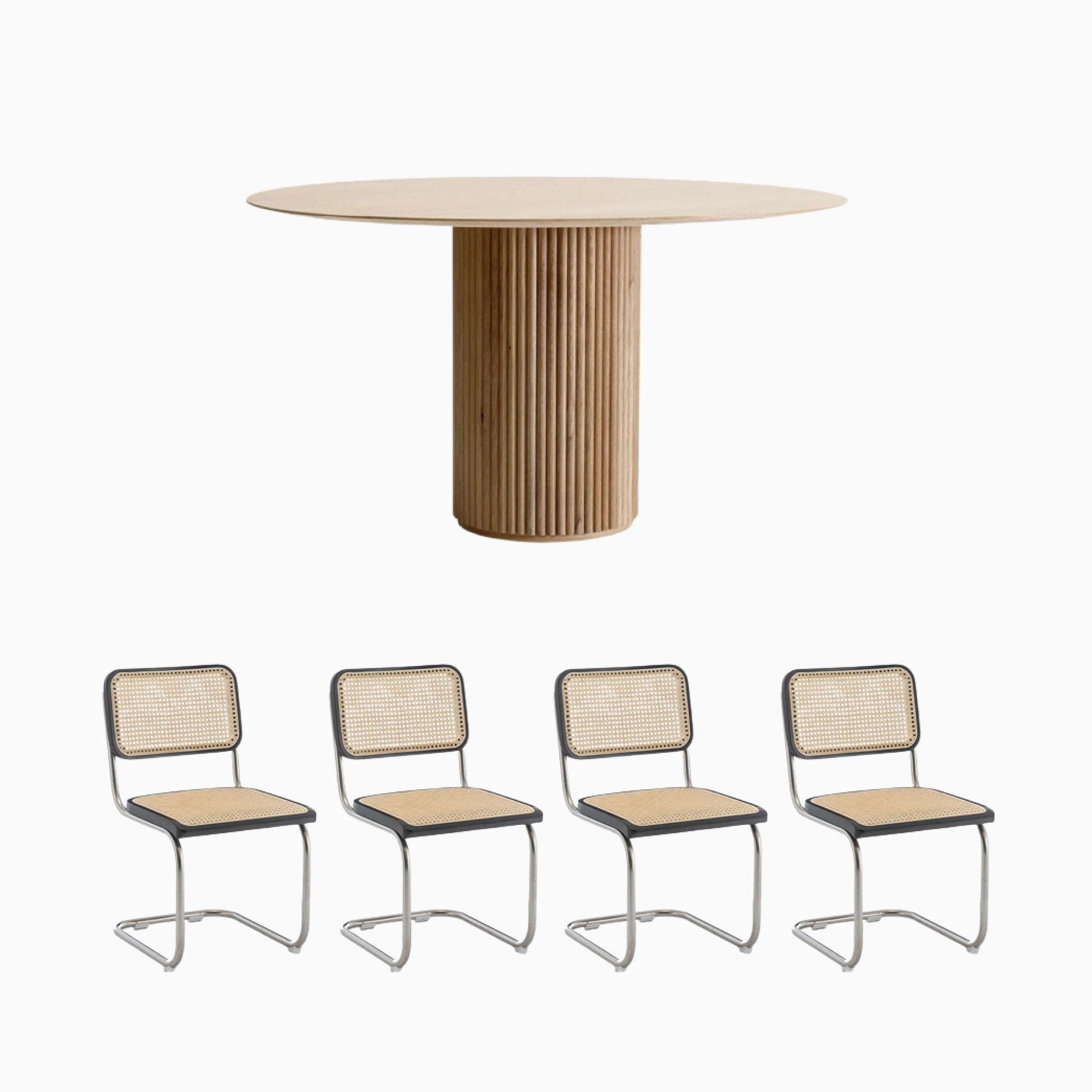 Pencil Dining Table with 2-4 Rattan Chairs