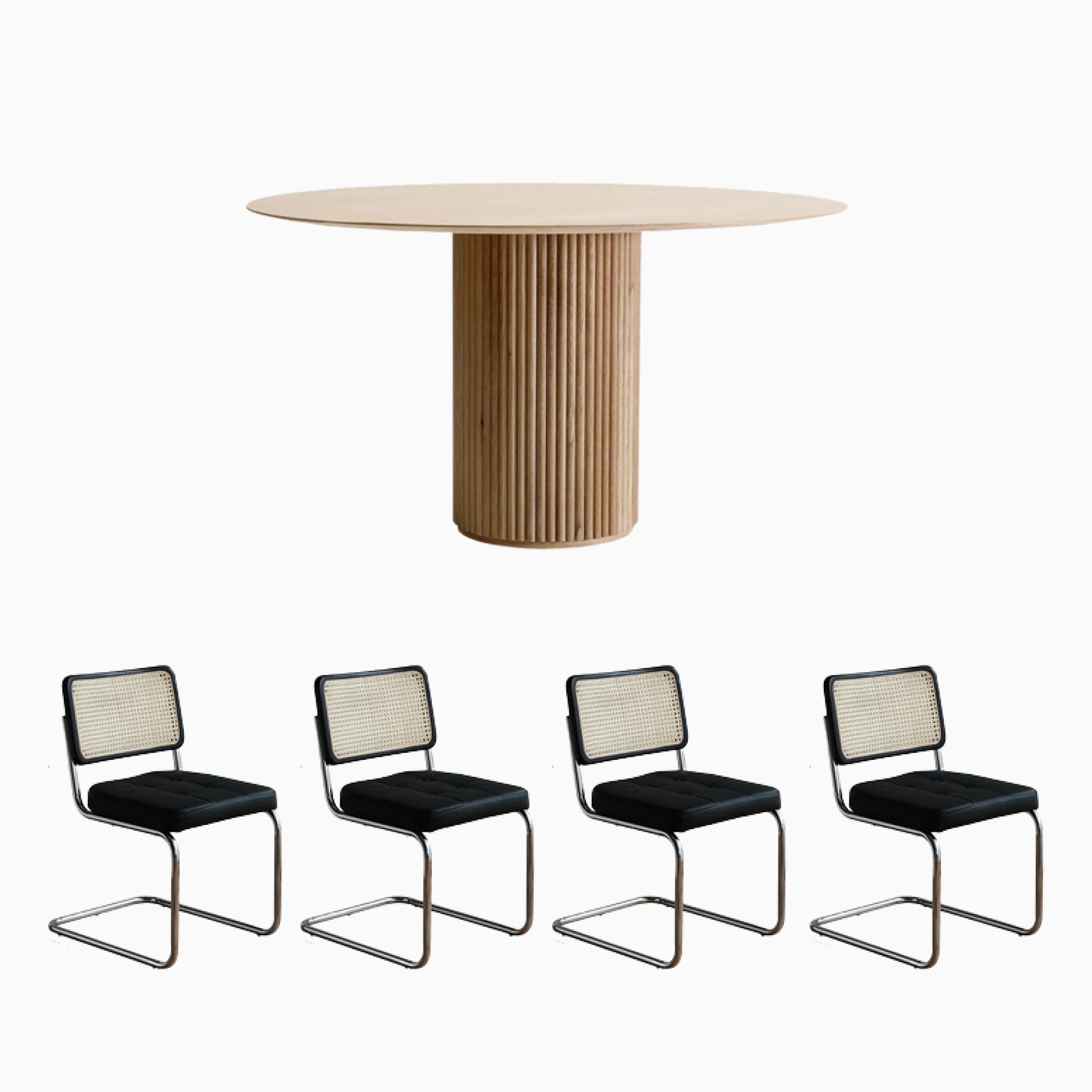 Pencil Dining Table with 2-4 Rattan Chairs