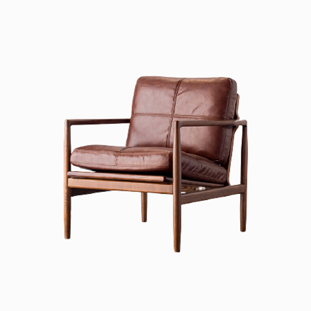 Adeline Solid Wood Leather Accent Chair