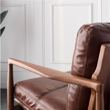 Adeline Solid Wood Leather Accent Chair