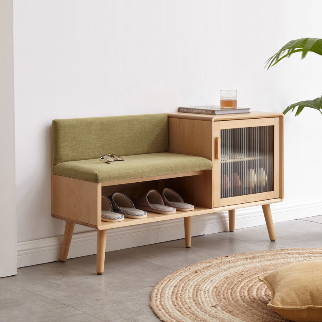 Arocho solid wood shelves storage bench discount
