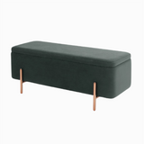 Asare Birch Wood Velvet Storage Bench
