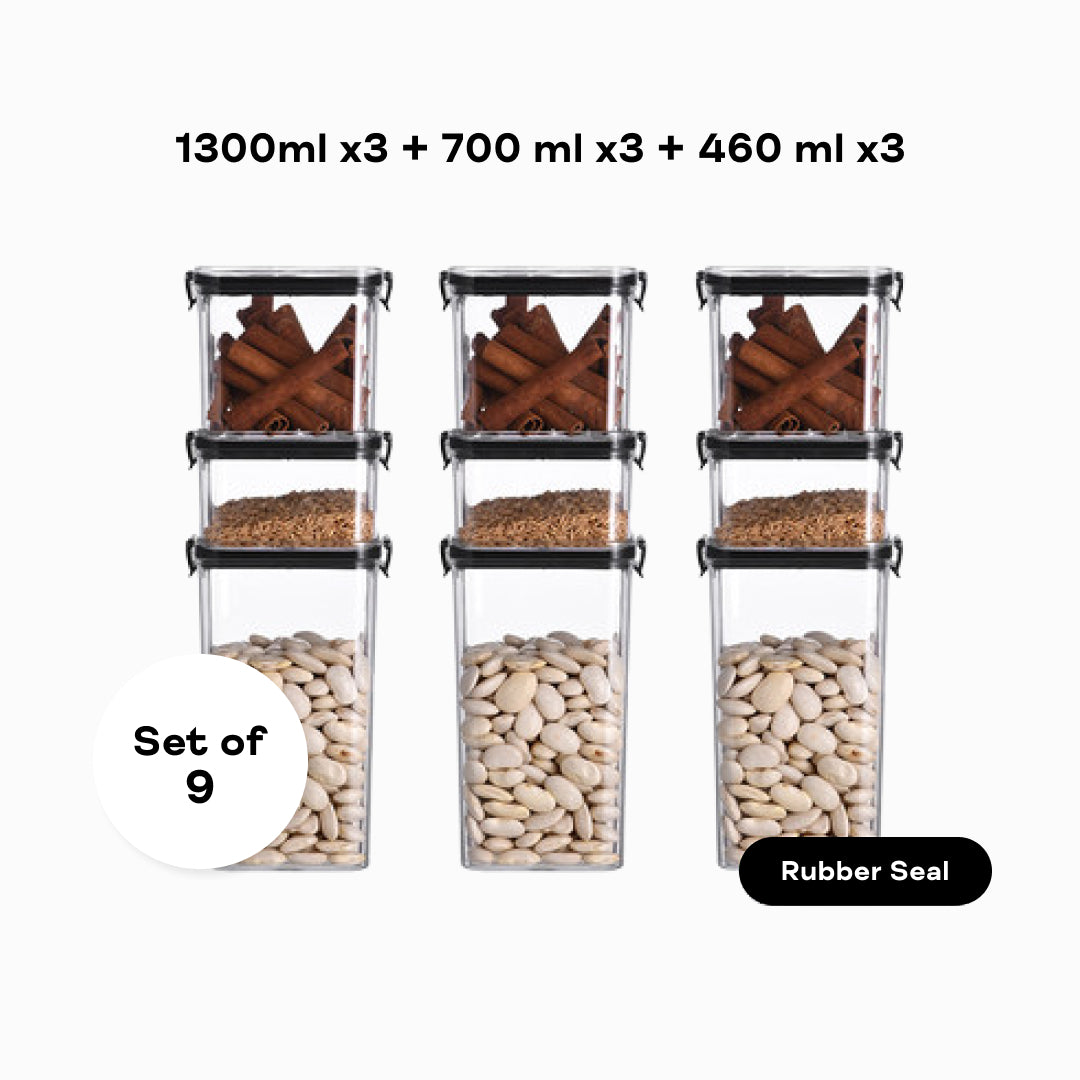Minimalist Kitchen Organisation Black Container Tupperware Set