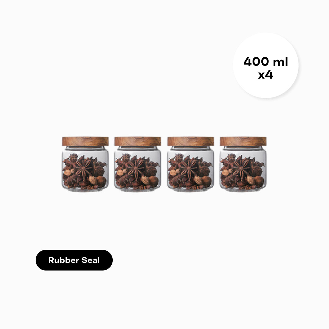 Acacia Wood & Glass Air Tight Dry Goods Storage