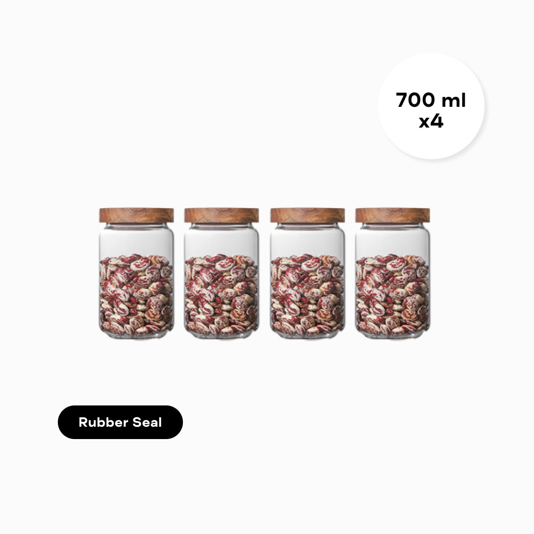 Acacia Wood & Glass Air Tight Dry Goods Storage