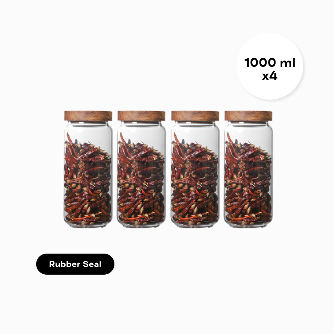 Acacia Wood & Glass Air Tight Dry Goods Storage