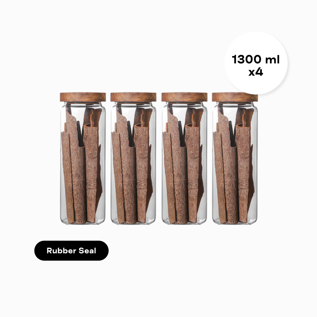 Acacia Wood & Glass Air Tight Dry Goods Storage