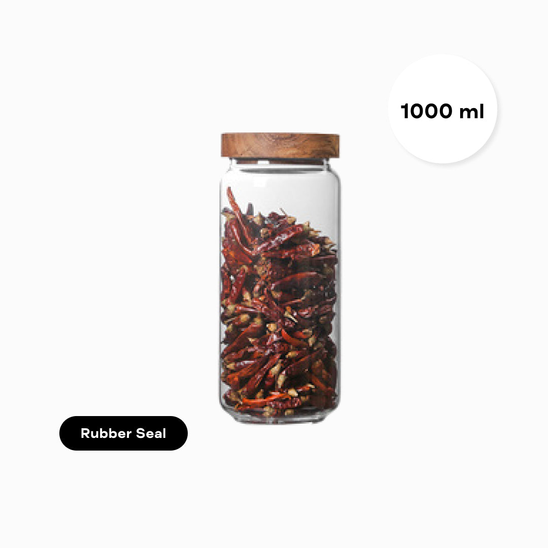 Acacia Wood & Glass Air Tight Dry Goods Storage