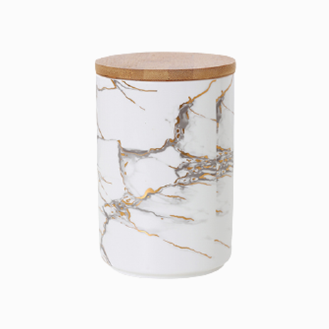 Premium Marble White Canister Jar Set