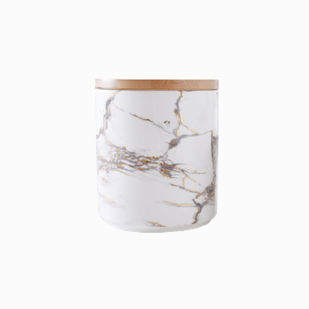 Premium Marble White Canister Jar Set