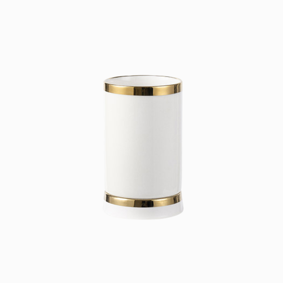 Minimalistic Kitchen Utensil Holder With Gold Edge