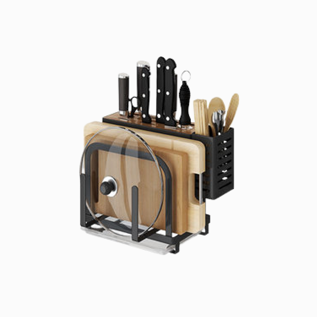 Chic Black & Stainless Steel Kitchen Storage Holder