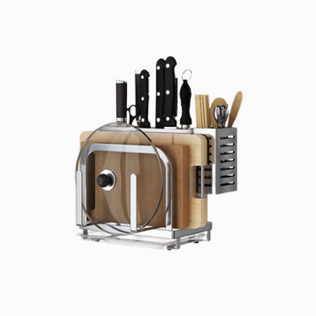 Chic Black & Stainless Steel Kitchen Storage Holder