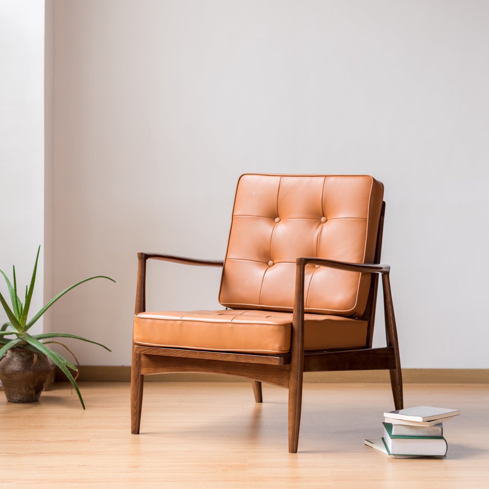 Adeline Armchair, Brown, Faux Leather