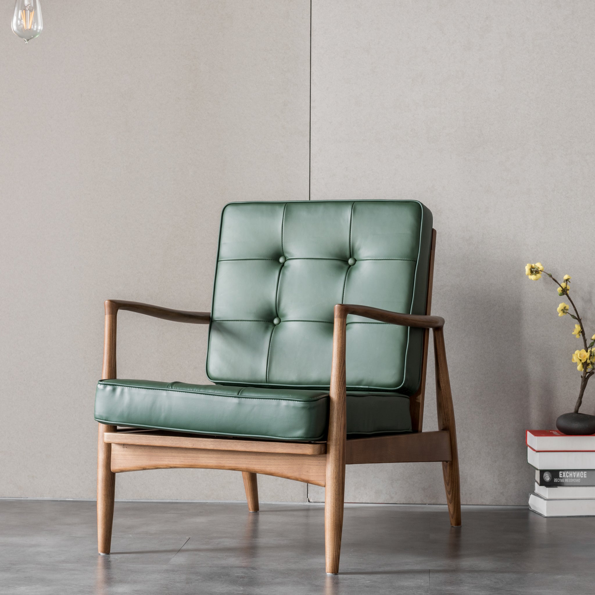 Adeline Armchair, Green, Faux Leather
