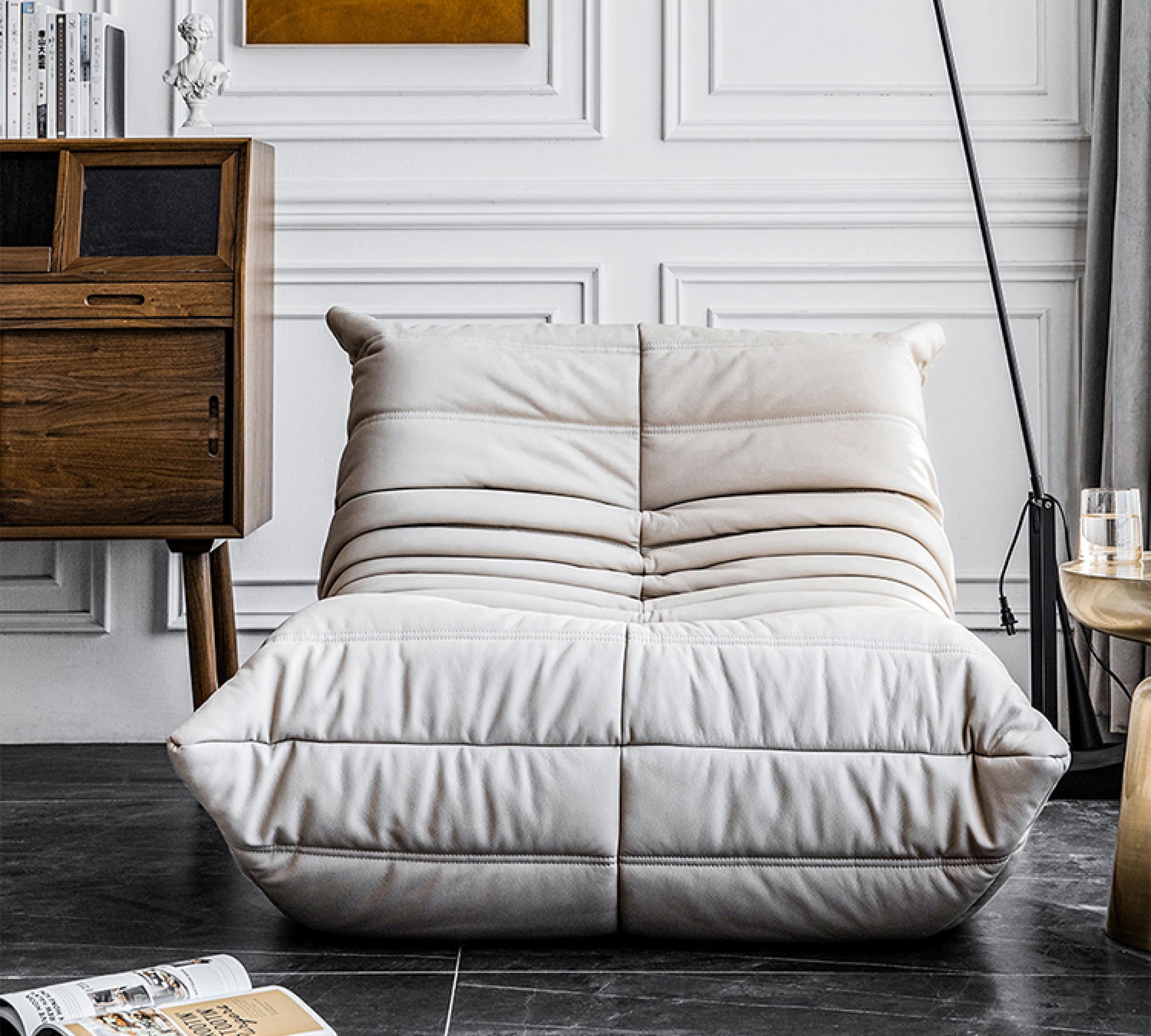 Vix Sofa, White, Microfibre Leather