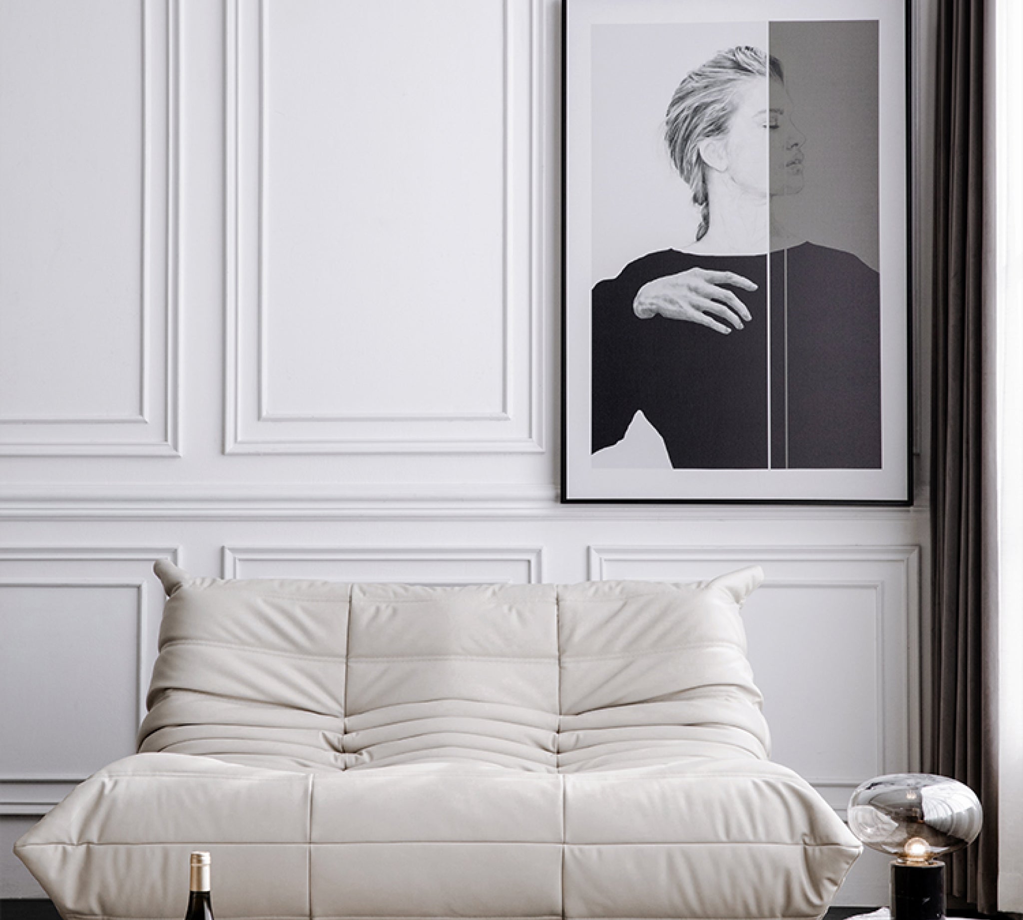 Vix Sofa, White, Microfibre Leather