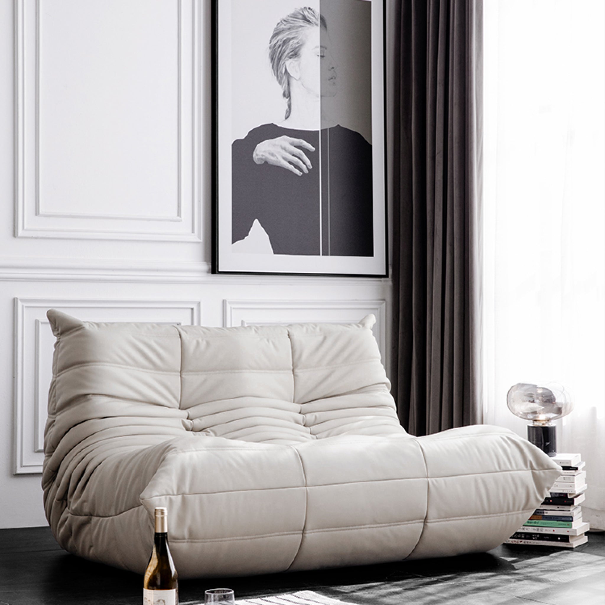 Vix Sofa, White, Microfibre Leather