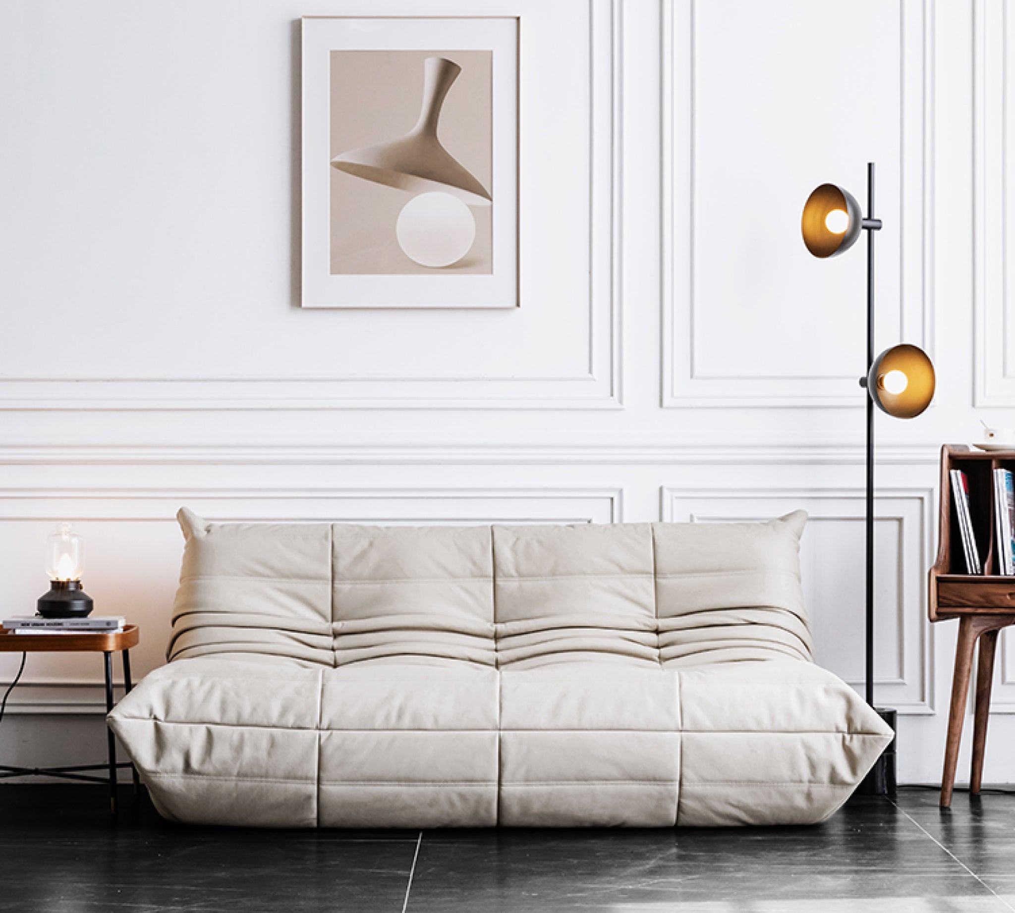 Vix Sofa, White, Microfibre Leather