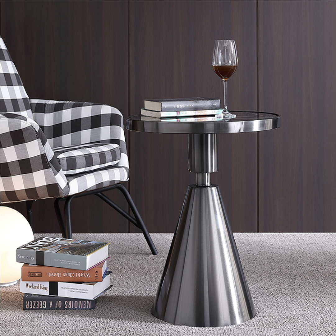 Aula Slate Surface Black Side Table