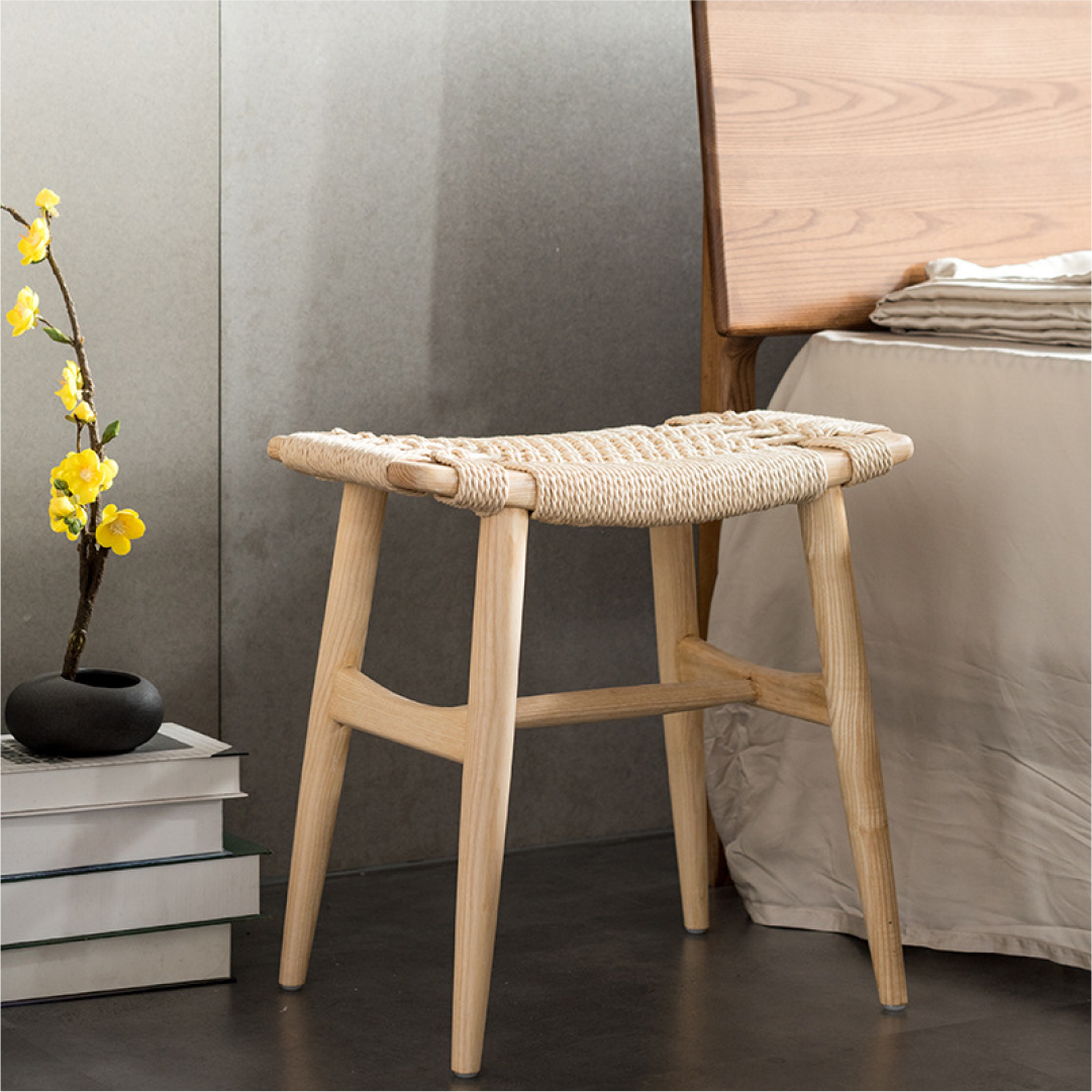 Adeline Solid Wood Rope Stool