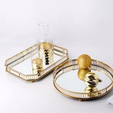 Mirror & Gold Edge Table Decor Display Tray