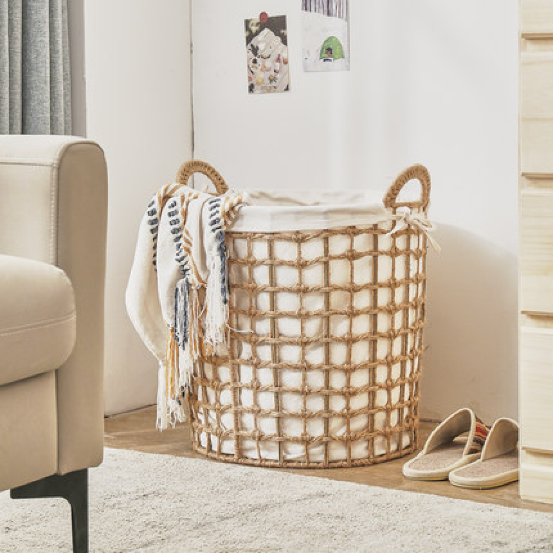 Emory Round Rope Laundry Basket with Handle