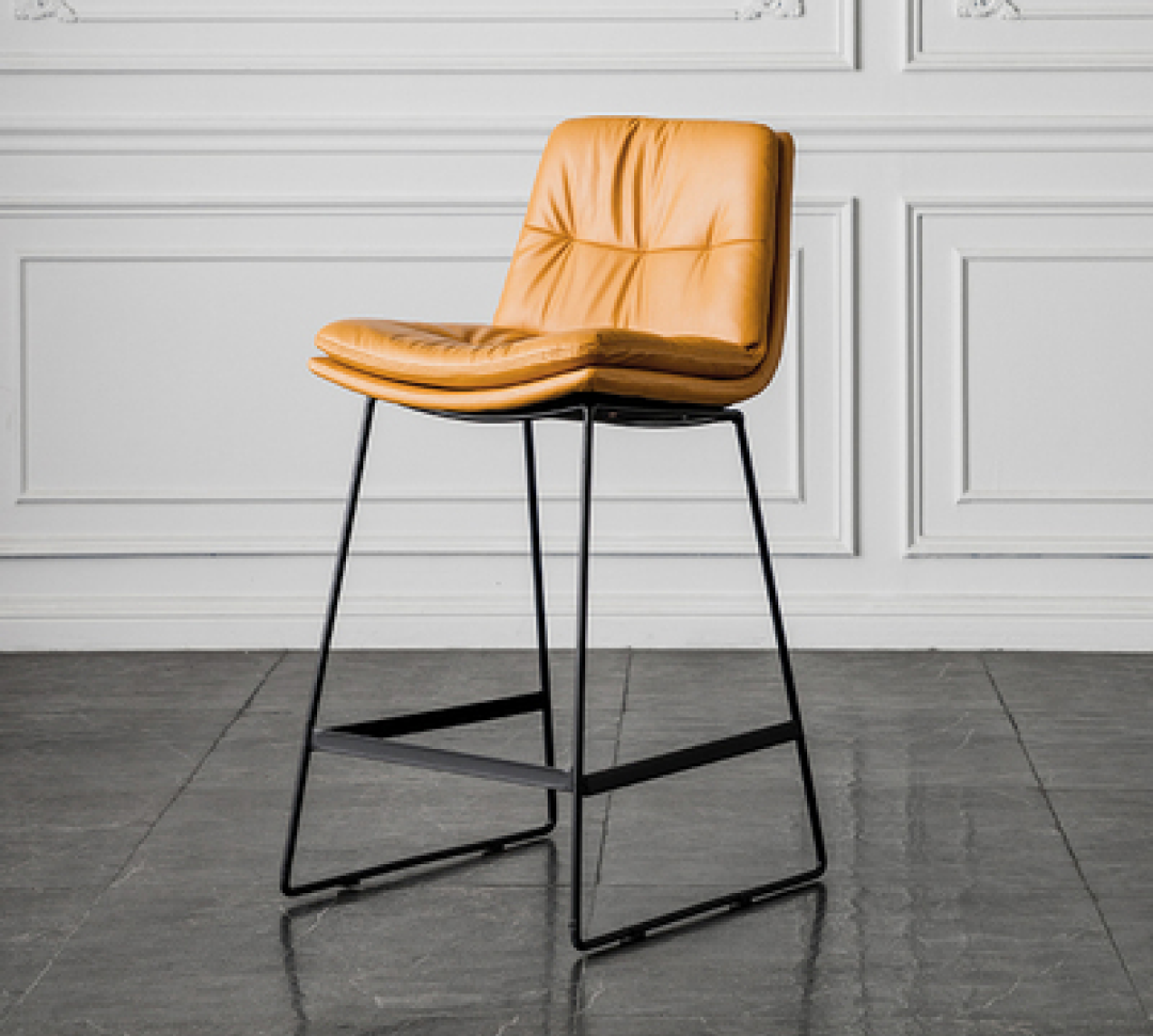 Abella Bar Stools, Orange, Faux Leather