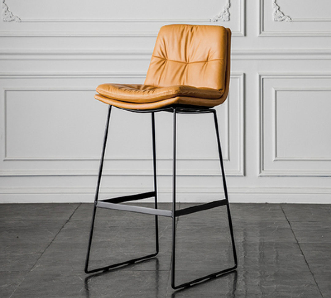 Abella Bar Stools, Orange, Faux Leather
