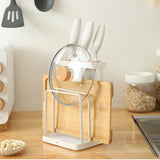 White & Wood Kitchen Knife Cutting Board Holder