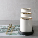Trio Ceramic White Gold Black Kitchen Utensil Holder