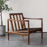Adeline Solid Wood Leather Accent Chair