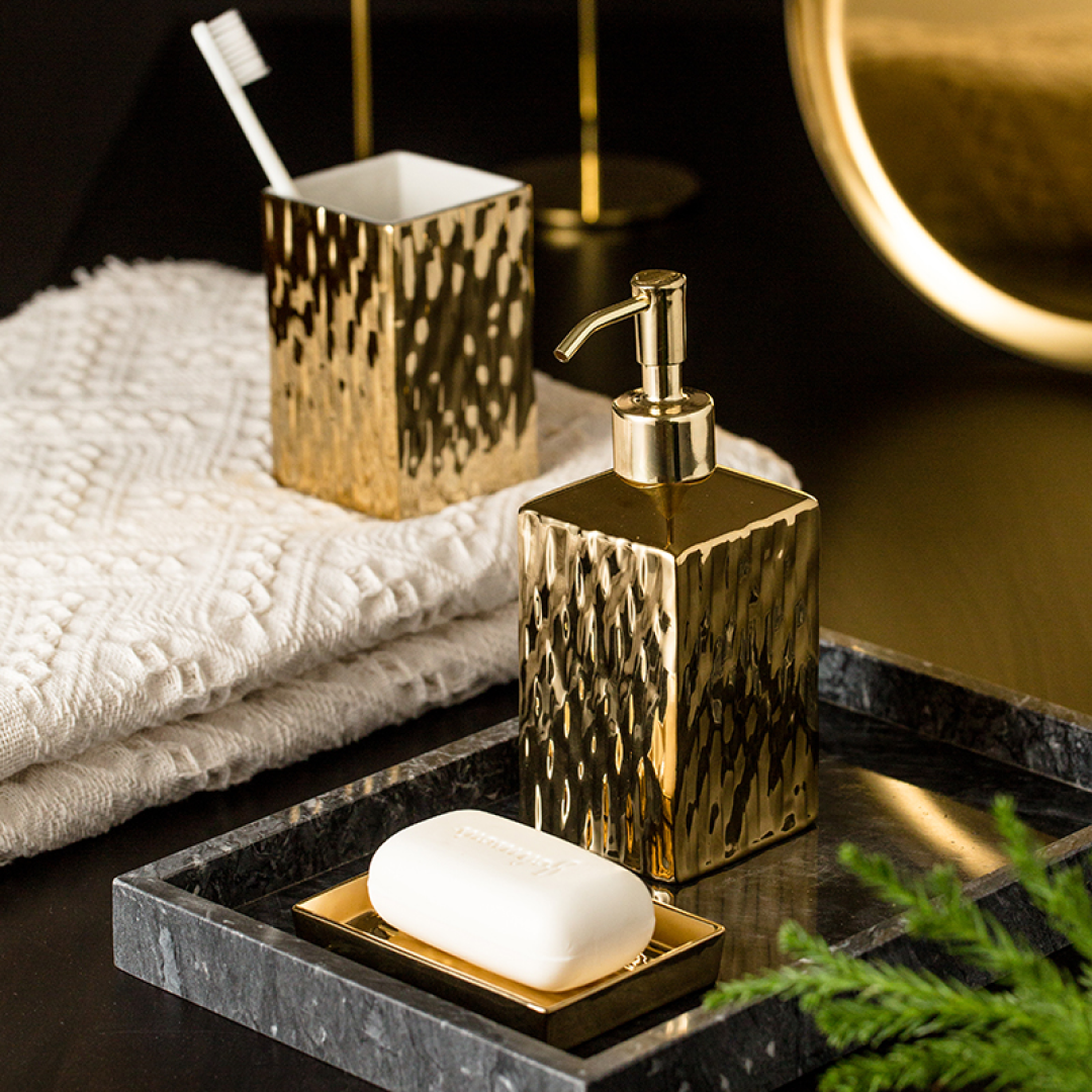 Luxe Gold & Silver Bathroom Utilities Set